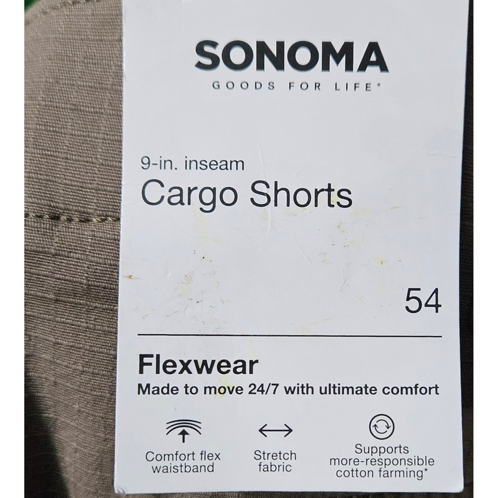 Sonoma Goods Mens Flexwear Cargo Shorts Brown Ripstop Size 54 Flap Snap Pocket - Picture 7 of 11